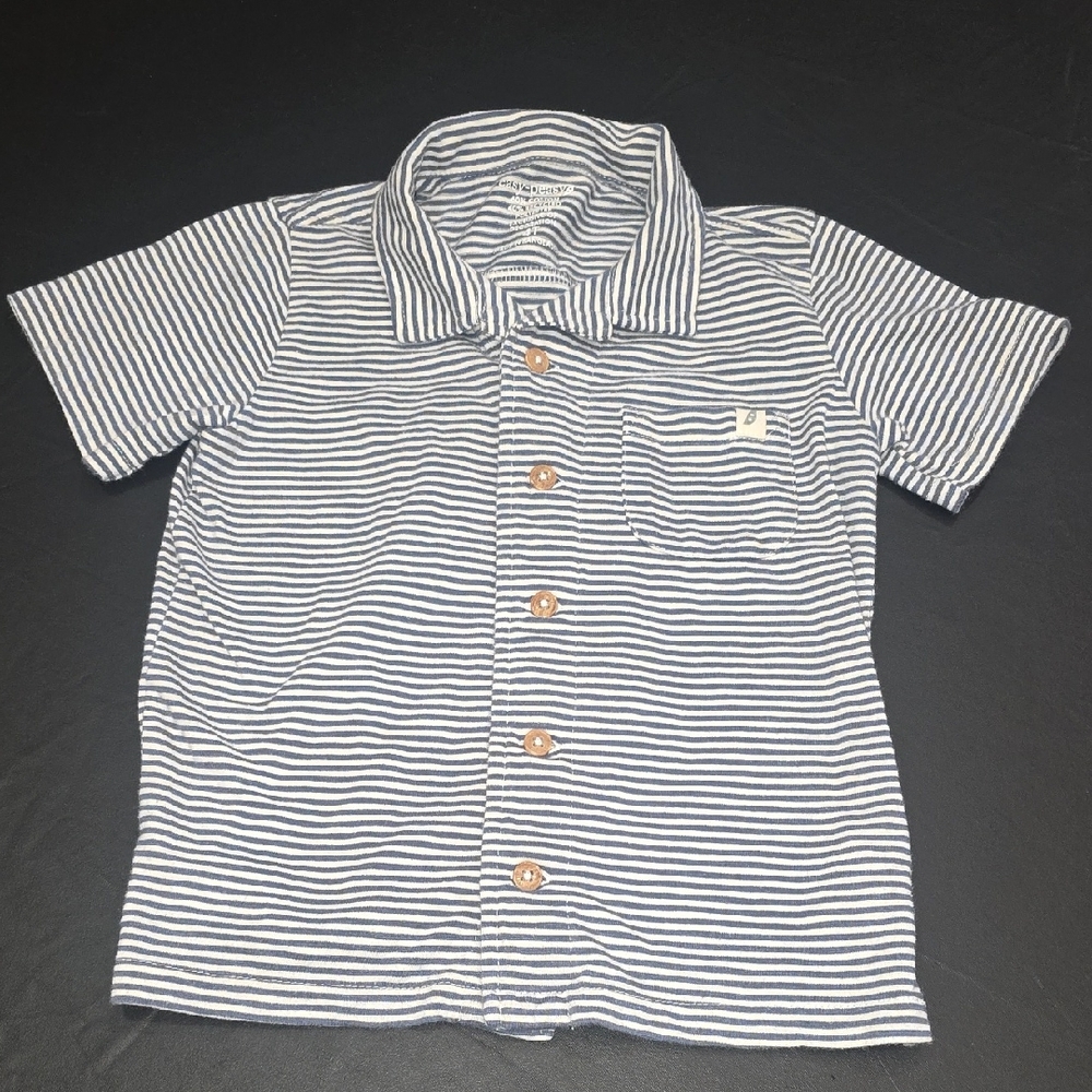 Classic Navy and White Striped Kids Button-Down Shirt